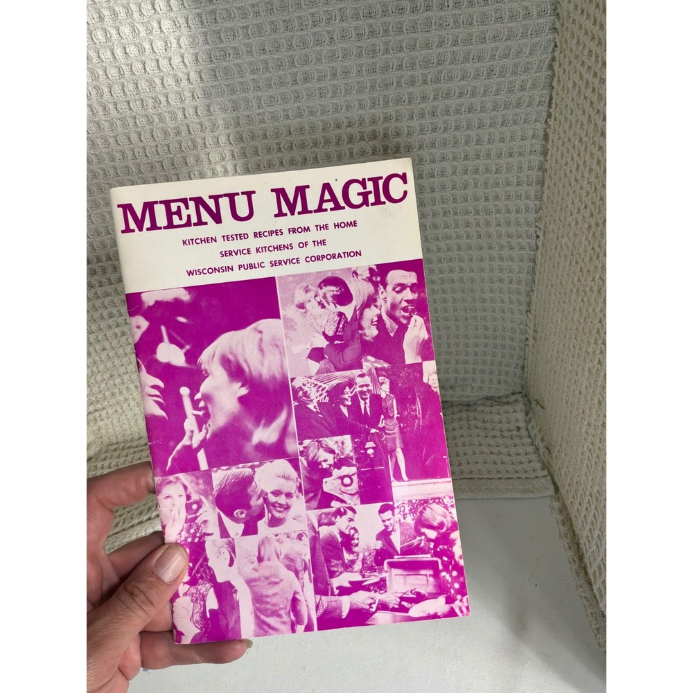 Vintage Wisconsin Public Service Corp Menu Magic Cookbook Booklet OS Purple